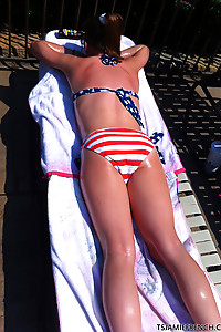 Tanning in USA bikini