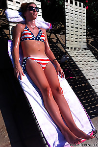 Tanning in USA bikini