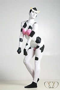 Naughty Danni cow bodypainting