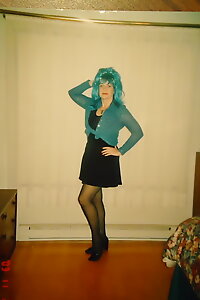 A sexy post-op TS in nylons...