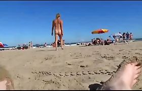 Transexual in nude beach with anal jewel rosebud
