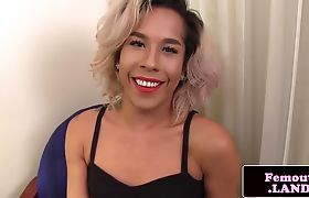 Latina trap Jessica Kush jerking her cock
