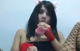 Cute shemale princess busting a nut