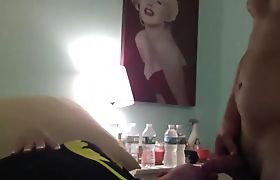 Horny Blonde Tranny Eating A Dude's Cock