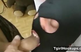 Masked faggot suck getting fucked and get the cum on mo