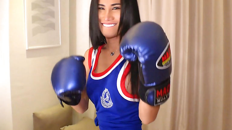 Boxing gloves Muay Thai shemale blowjob and ass fucking - ShemaleTubeVideos