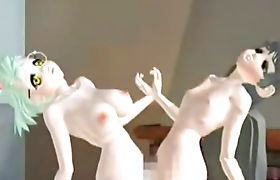 3D hentai with bigboobs strapon hard fucking and squirting cum