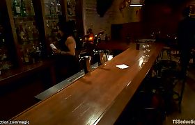 Banker fucked by shemale bartender