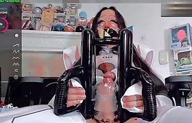 Cosplay poor shemale chick masturbates with a powerful