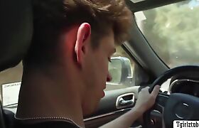 Lucky stranger takes home TS hitchhiker and fuck