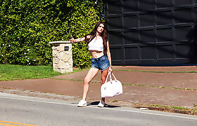 Busty tgirl hitchhiker goes home with guy to get anal reamed