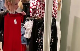 Girl blows tranny in changing room