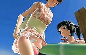 3D Japanese animated shemale gets handjob by busty hentai