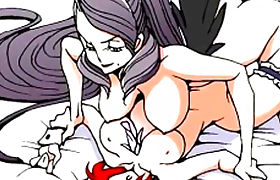 Busty hentai shemale hardcore fucked in bed