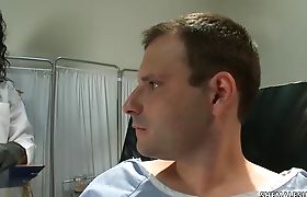 Black TS doctor anal fucks patient