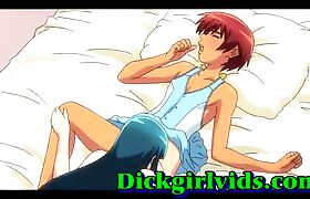 Hentai shemale girl hardcore fucked in bed