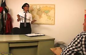 Hot teacher Miranda getting sucked by her student